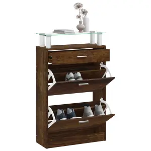 Berkfield Shoe Cabinet Smoked Oak 63x24x104 cm Engineered Wood