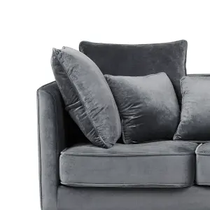 3 Seater Velvet Sofa Grey FENSTAD