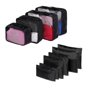 10 Piece Travel Bag Holdall Weekend Cabin Hand Luggage Zip Pouches