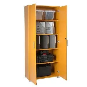 Beech wooden Filing cabinet with 4 shelves - 2 Door Lockable Filing Cabinet - Tall wood Office Storage Cupboard Organiser