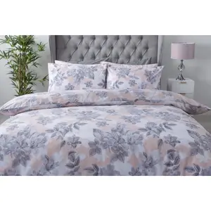 Belledorm Maeva Floral Duvet Cover Set Blush (Superking)