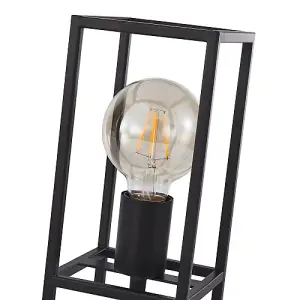 Vintage and Industrial Style Matte Black Table Lamp with Rectangular Cage Design