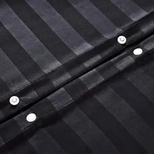 Microfiber Striped Duvet Cover Set with Pillowcases Black / Double Duvet Cover + 2 Standard Pillowcases