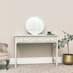 Melody Maison Round White & Silver Freestanding Table Top Mirror