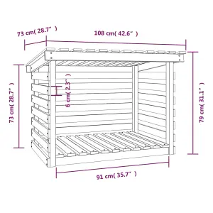 Berkfield Firewood Rack Grey 108x73x79 cm Solid Wood Pine