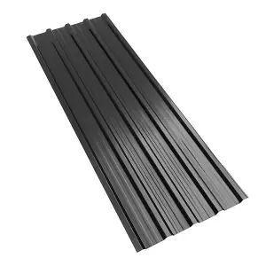 12 Pcs Black Coated Metal Roofing Sheet Corrugated Shed Panels,L 115 cm x W 45 cm x T 0.27 mm