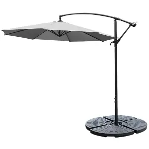 3M Large Rotatable Garden Sun Shade Cantilever Parasol Patio Hanging Banana Umbrella Crank Tilt with Fillable Base, Light Grey