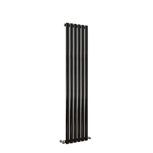 Vertical Black Single Oval Panel Radiator (H)1600mm x (W)354mm, 3410 BTU.