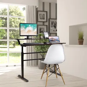 Costway 2-Tier Standing Computer Desk Sit to Stand Workstation Ergonomic Computer Table Brown