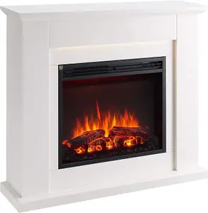 FLAMME Mardella Fireplace with 40" surround with 2kW Fireplace Heater Black Multiple Colours Available