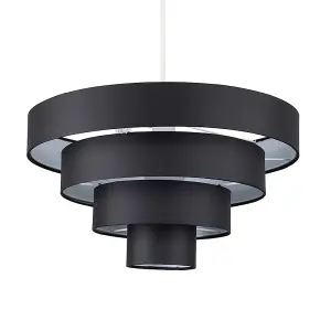 ValueLights Nevada Modern 4 Tier Black Fabric Ceiling Pendant Light Shade