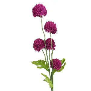 Pack of 6 x 50cm Dahlia Pompom Pink Artificial Stem