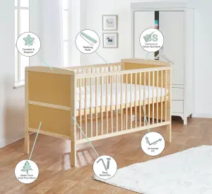 Kinder Valley Sydney Cot Bed Natural with Kinder Flow Mattress Kids Bedroom Furniture