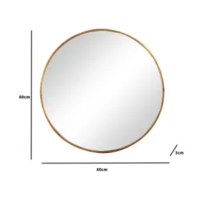 Melody Maison Large Round Gold Framed Wall Mirror 80cm x 80cm