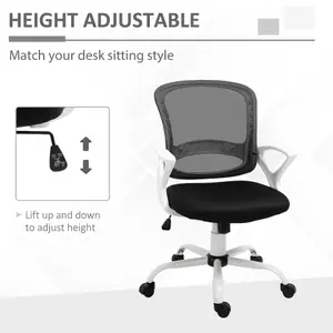 Vinsetto Mesh Task Swivel Chair Home Office Desk w/ Lumbar Back Support, Black