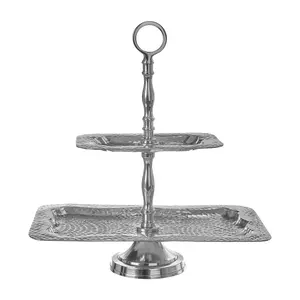 Maison by Premier Bailey 2 Tier Hammered Aluminium Cake Stand