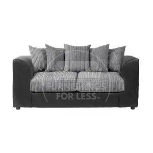 Luxor Jumbo Cord 3 + 2 Black and Grey Fabric Sofa Suite