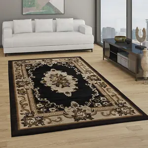 Abaseen 60x220 cm Brown Gewels Traditional Rug Classic Oriental Rug 10mm Soft Pile Washable Area Rugs for Home and Office