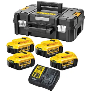 Dewalt XR Power Source Kit 4x DCB182 4.0ah 18v Batteries + DCB115 Charger +Tstak