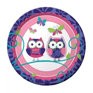 Creative Party Owl Pal Disposable Plates (Pack of 8) Multicoloured (One Size)