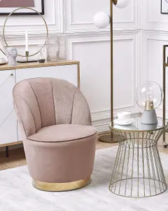 Beliani Glam Armchair ALBY Velvet Beige