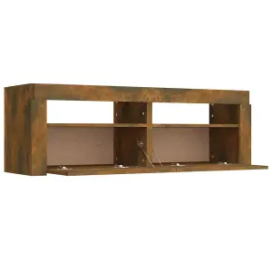 Berkfield TV Cabinet with LED Lights Smoked Oak 120x35x40 cm