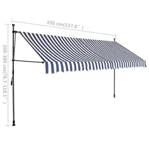 Berkfield Manual Retractable Awning with LED 350 cm Blue and White