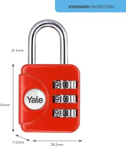 Yale - Combination Padlock in Red - YP2/23/128/1R