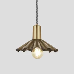 Industville Sleek Umbrella Pendant, 8 Inch, Brass, Brass Holder