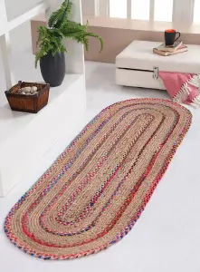 FIESTA Oval Rug Braided Hand Woven - Jute - L60 x W90 - Multicolour