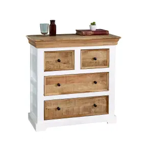 Breo Solid Mango Wood White Chest Of 4 Drawers