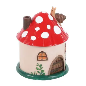 Something Different Resin Mushroom House Incense Cone Holder Beige/Red/White (One Size)