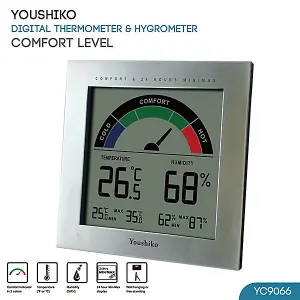 Youshiko YC9066 Digital Thermometer Hygrometer with Comfort Level Display