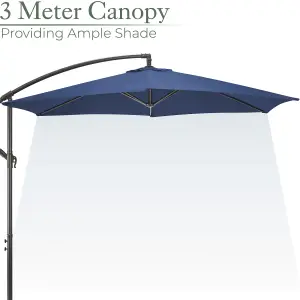 Banana Parasol 3m Large Garden Umbrella - Navy