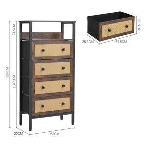 Rattan Storage Cabinet with 4 Drawers and Shelf