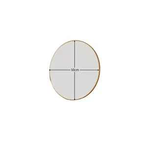 Luvine Round Framed Wall Mounted Accent Mirror Gold / 50" x 50"