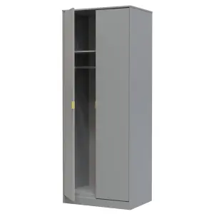 Nashville Ready assembled Contemporary Grey Tall Double Wardrobe (H)1960mm (W)740mm (D)520mm