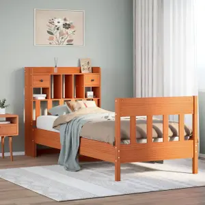 Berkfield Bed Frame without Mattress Wax Brown 75x190 cm Small Single Solid Wood Pine