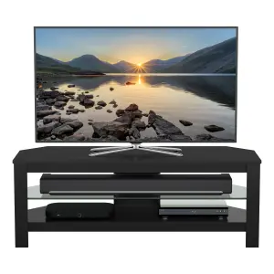 AVF Calibre Plus 1.15m TV Stand with Glass Shelf, for TVs up to 55" - Black Oak