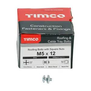 TIMCO Roofing Bolts & Square Nuts Silver - M5 x 12