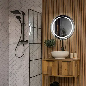 ValueLights Illuminated Bathroom Mirror Silver Touch On/Off Dimmable and LED Integrated Cool White Bulb