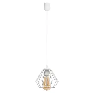 Luminosa Agat Wire Frame Pendant Ceiling Light White 18cm