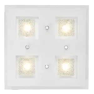 Modern Chrome Square LED Bathroom Light with Clear/Frosted Glass Plate