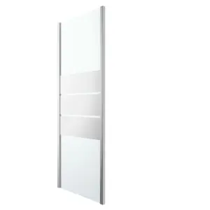 GoodHome Beloya Framed Chrome effect Chrome effect Mirror Striped Fixed Shower panel (H)195cm (W)80cm