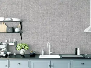 Arthouse Luxe Hessian Mid Grey Wallpaper