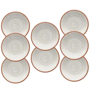 Purely Home Rustic Swirl Ivory Melamine Side Plates - Set of 8