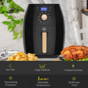 HOMCOM Air Fryer 1700W 5.5L with Digital Display Adjustable Temperature