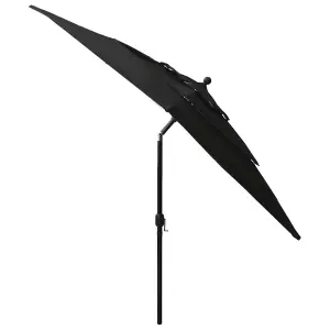 Berkfield 3-Tier Parasol with Aluminium Pole Black 2.5x2.5 m