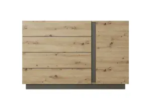 Arco Chest of Drawers - Spacious and Stylish Wooden Dresser with Storage (W)1390mm (H)910mm (D)400mm - Oak Artisan & Graphite