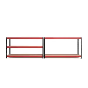 RB BOSS Garage Shelving Unit 5 Shelf MDF Red & Black Powder Coated Steel (H)1800mm (W)1600mm (D)600mm